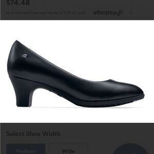 Shoes for Crews Black Leather 2in heel for hospitality, 9.5, slip resistant sole